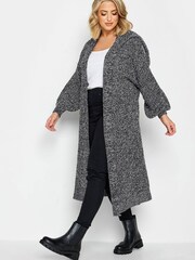 Yours Curve Black Hooded Longline Cardigan - Image 1 of 4