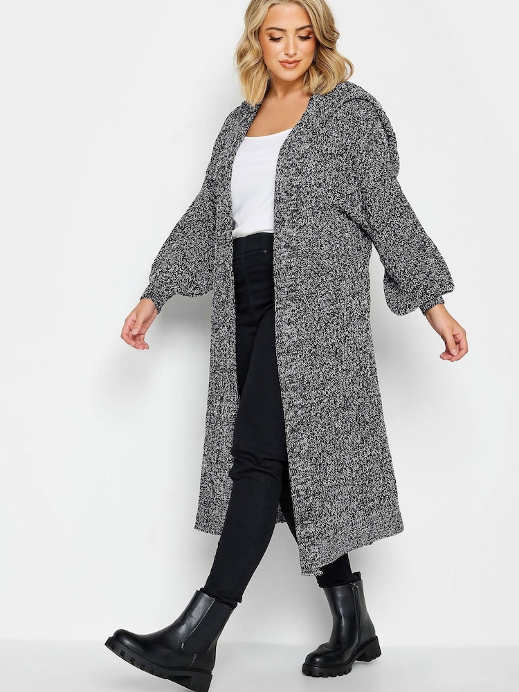 Yours Curve Black Hooded Longline Cardigan - Image 1 of 4