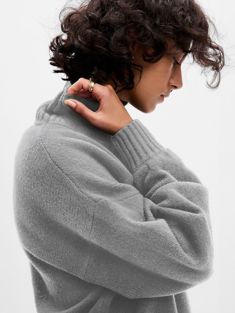 Gap Grey CashSoft Mock Neck Long Sleeve Jumper - Image 3 of 3 Gap Grey CashSoft Mock Neck Long Sleeve Jumper - Image 3 of 3