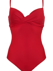 Pour Moi Red Lightly Padded Underwired Twist Front Control Swimsuit - Image 4 of 5