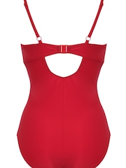 Pour Moi Red Lightly Padded Underwired Twist Front Control Swimsuit - Image 5 of 5