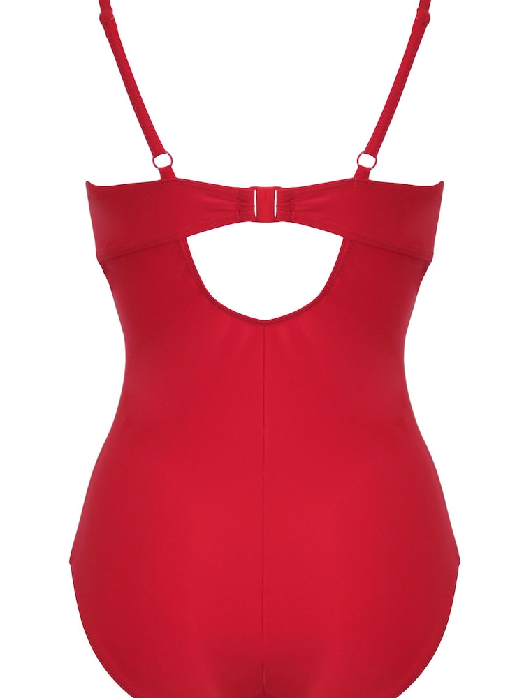Pour Moi Red Lightly Padded Underwired Twist Front Control Swimsuit - Image 5 of 5