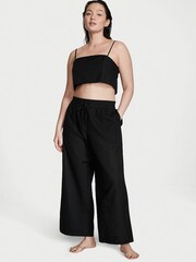 Victoria's Secret Black Linen Crop Top - Image 1 of 1