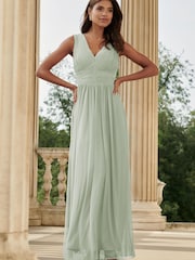 Lipsy Green Empire Sleeveless Bridesmaid Maxi Dress - Image 1 of 4