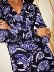 Friends Like These Blue Long Sleeve Jersey Wrap Midi Dress - Image 2 of 4
