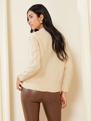 Friends Like These Cream Crew Neck Cable Pointelle Knit Jumper - Image 4 of 4