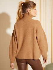 Friends Like These Brown Cosy Roll Neck Rib Jumper - Image 3 of 4