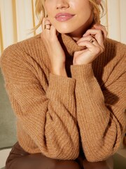 Friends Like These Brown Cosy Roll Neck Rib Jumper - Image 4 of 4
