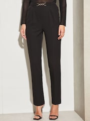 Lipsy Black Petite Tailored Trim Detail Slim Leg Trousers - Image 1 of 4
