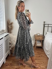 Style Cheat Black Birdie Frill Tie Back Dress - Image 2 of 4