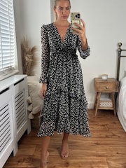 Style Cheat Black Birdie Frill Tie Back Dress - Image 3 of 4