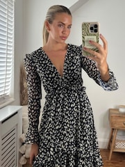 Style Cheat Black Birdie Frill Tie Back Dress - Image 4 of 4