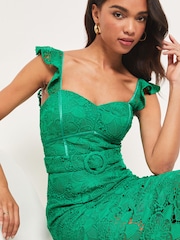 Lipsy Green Petite Lace Corset Midi Dress - Image 4 of 4