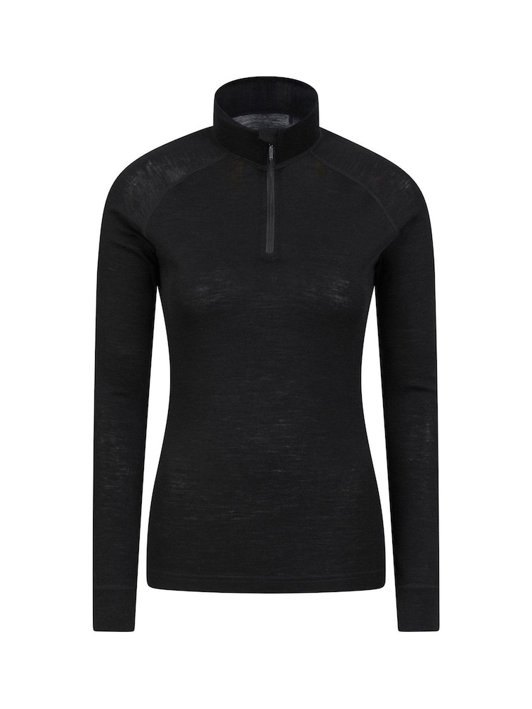 Mountain Warehouse Black Merino Zip Neck Thermal Top - Womens - Image 1 of 3