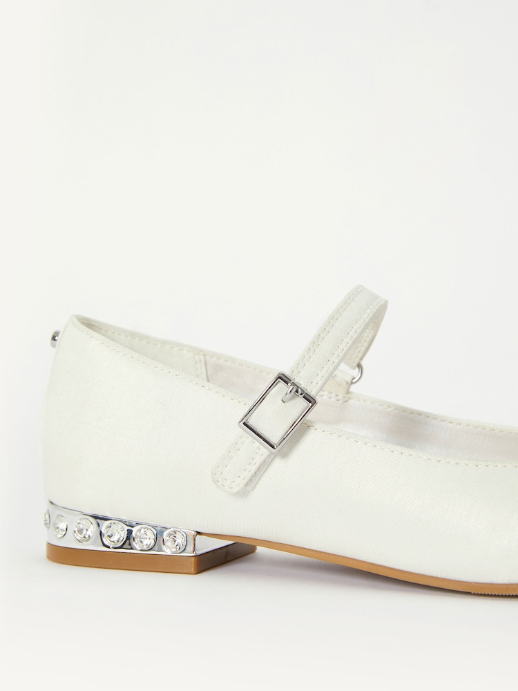 Lipsy White Occasion Embellished Mary Jane Ballerina - Image 3 of 3