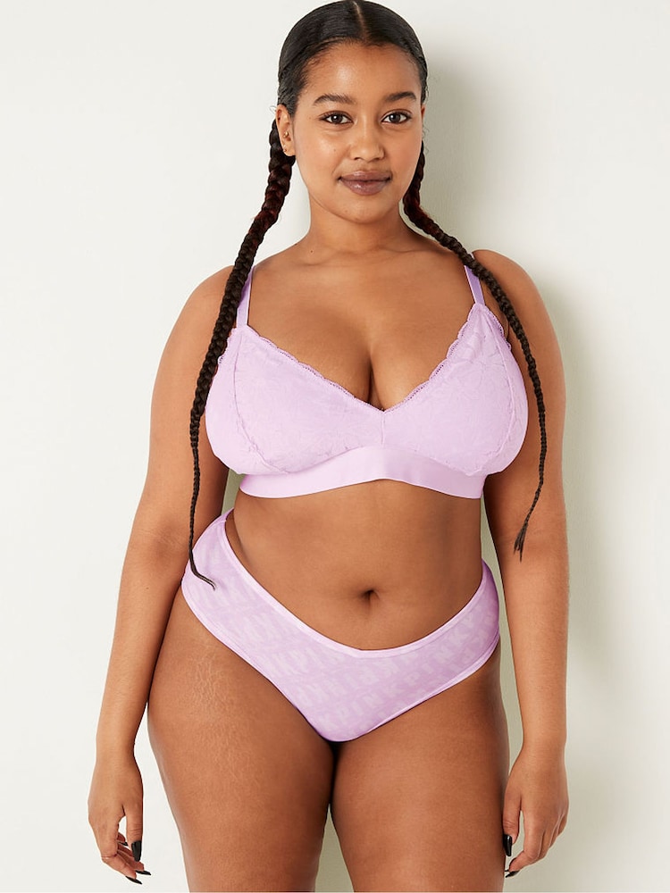 Victoria's Secret PINK Misty Lilac Purple Fuller Cup Lace Unlined Triangle Bralette - Image 1 of 4 Victoria's Secret PINK Misty Lilac Purple Fuller Cup Lace Unlined Triangle Bralette - Image 1 of 4