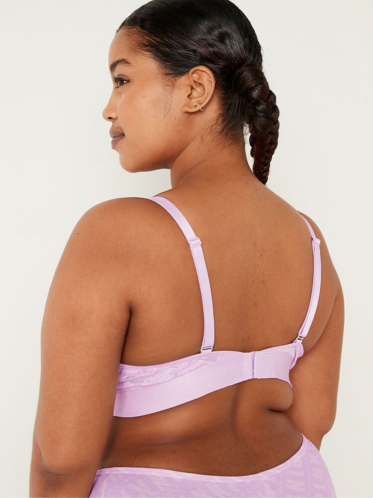 Victoria's Secret PINK Misty Lilac Purple Fuller Cup Lace Unlined Triangle Bralette - Image 2 of 4 Victoria's Secret PINK Misty Lilac Purple Fuller Cup Lace Unlined Triangle Bralette - Image 2 of 4