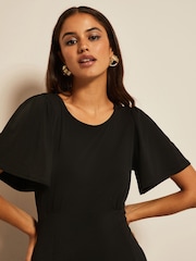 Friends Like These Black ITY Flutter Short Sleeve Midi Dress - Image 4 of 4