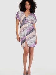 Closet Pink & Purple Gold Wrap Dress - Image 1 of 4