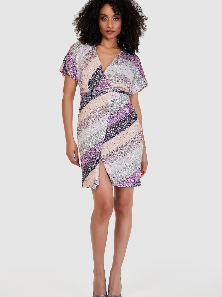 Closet Pink & Purple Gold Wrap Dress - Image 1 of 4