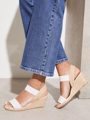 Lipsy White Regular Fit Elastic Low Wedge Espadrille Sandal - Image 1 of 4