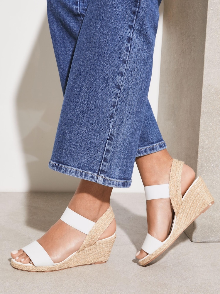 Lipsy White Regular Fit Elastic Low Wedge Espadrille Sandal - Image 1 of 4 Lipsy White Regular Fit Elastic Low Wedge Espadrille Sandal - Image 1 of 4