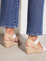 Lipsy White Regular Fit Elastic Low Wedge Espadrille Sandal - Image 4 of 4