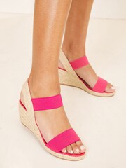 Lipsy Pink Regular Fit Elastic Low Wedge Espadrille Sandal - Image 2 of 4