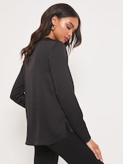 Lipsy Black Lace Trim Satin V Neck Top - Image 2 of 4