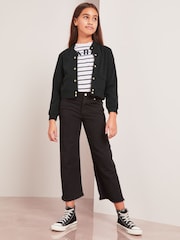 Lipsy Black Scuba Button Through Bomber Jacket - Image 2 of 4