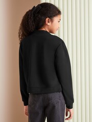 Lipsy Black Scuba Button Through Bomber Jacket - Image 3 of 4