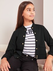 Lipsy Black Scuba Button Through Bomber Jacket - Image 4 of 4