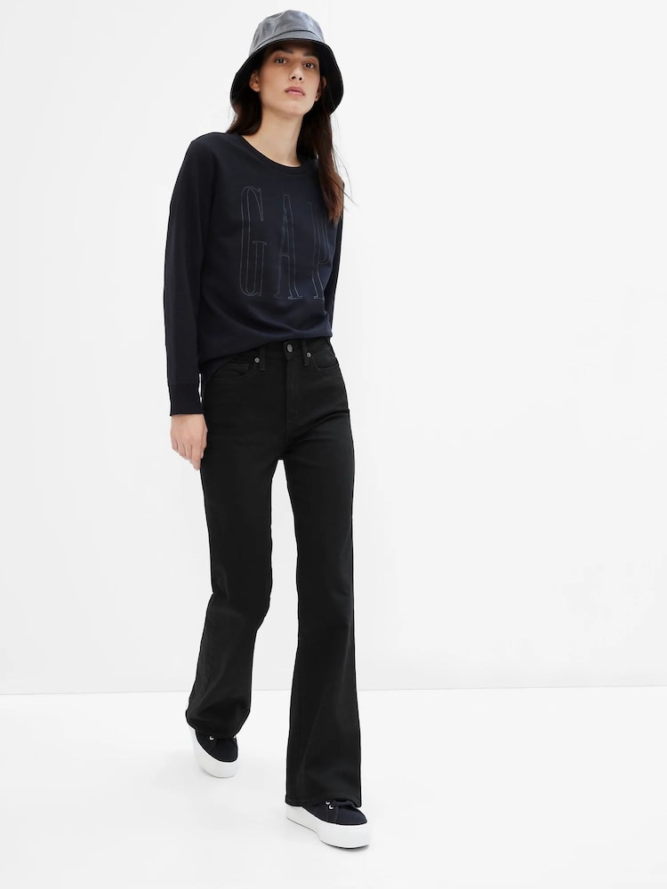 Gap Black High Waisted Stretch 70s Flare Jeans - Image 1 of 8