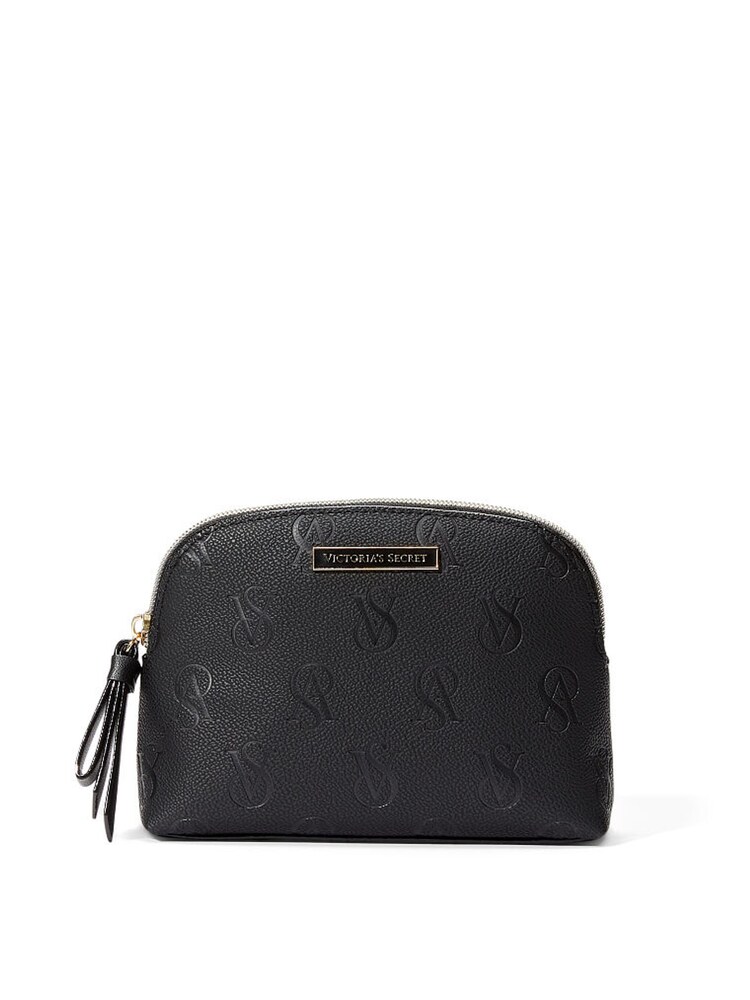 Victoria's Secret Black Embossed Monogram Makeup Bag - Image 1 of 3
