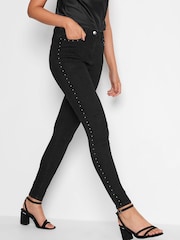 Long Tall Sally Black AVA Stud Detail Skinny Jean - Image 1 of 3