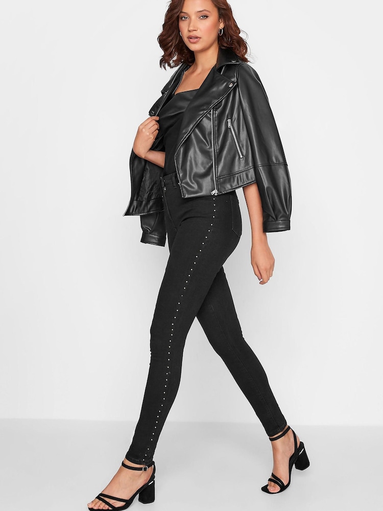Long Tall Sally Black AVA Stud Detail Skinny Jean - Image 2 of 3