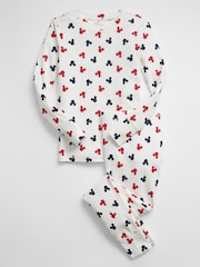 Gap White Disney Mickey Mouse Organic Cotton Long Sleeve Pyjama Set - Image 1 of 1