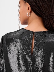 Gap Black Sequin Short Sleeve T-Shirt Mini Dress - Image 3 of 4