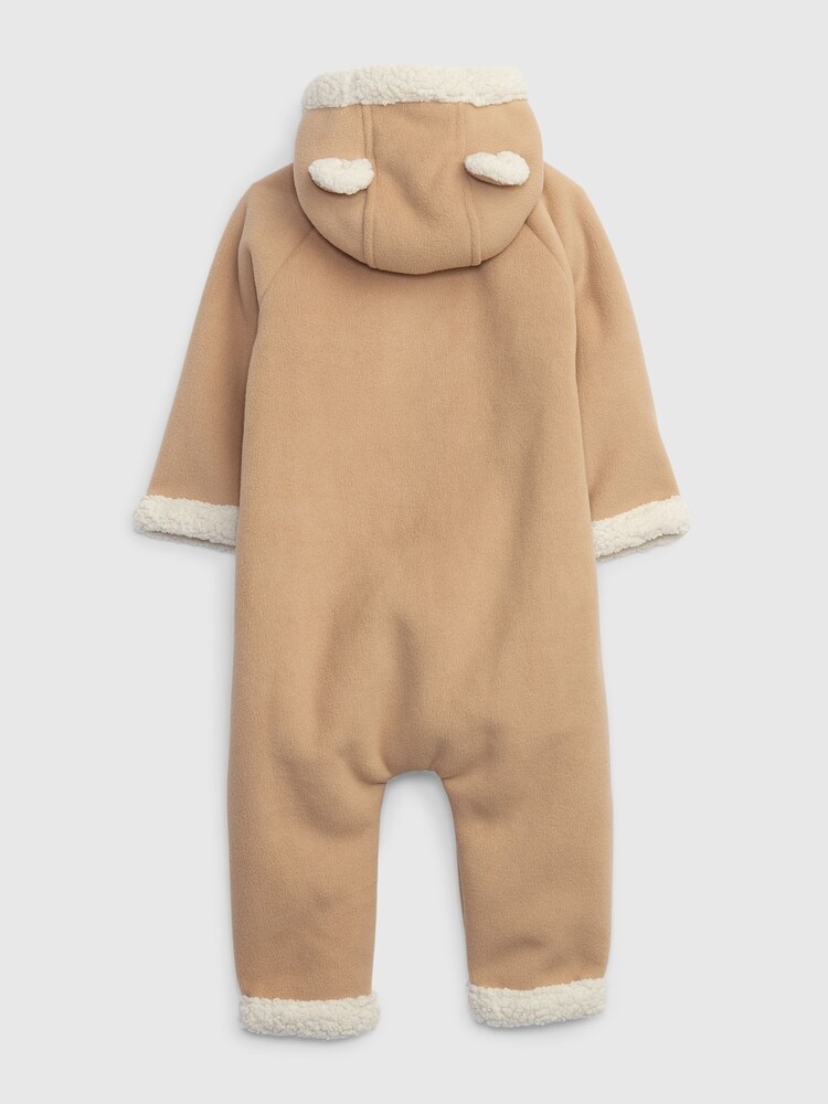 Gap Brown Sherpa Lined Button-Up Baby Pramsuit - Image 2 of 3 Gap Brown Sherpa Lined Button-Up Baby Pramsuit - Image 2 of 3