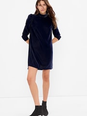 Gap Blue Mock Neck Long Sleeve Mini Dress - Image 1 of 4