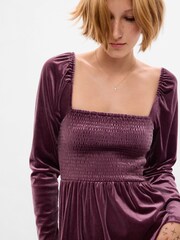 Gap Purple Smocked Velvet Long Sleeve Mini Dress - Image 5 of 5