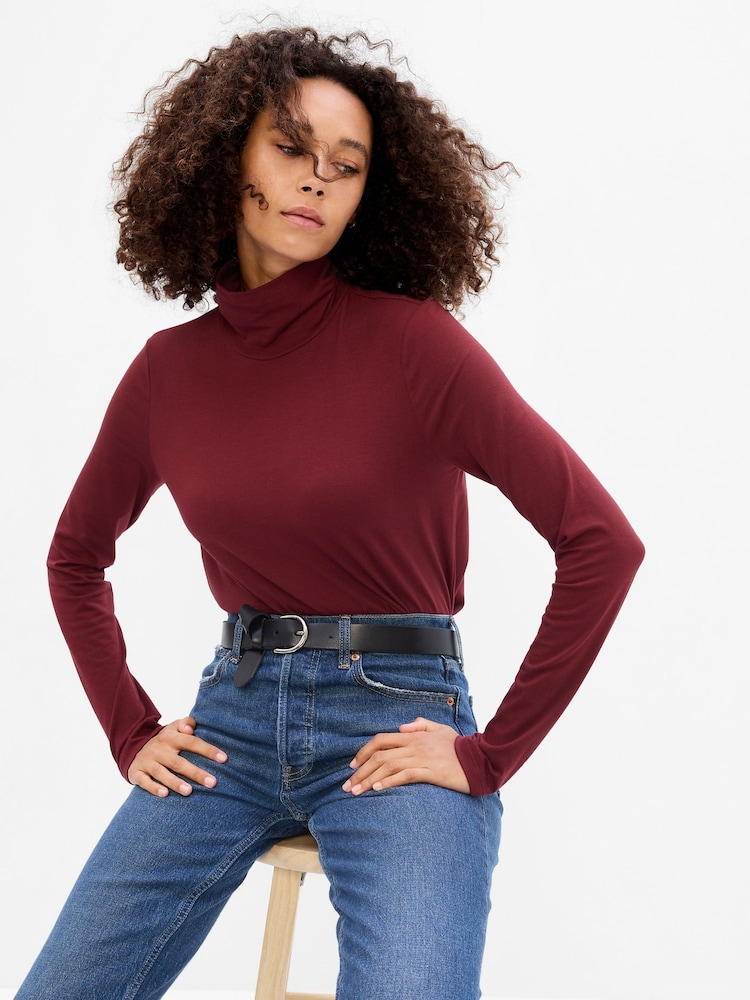 Gap Dark Red Long Sleeve Turtle Neck T-Shirt - Image 1 of 1