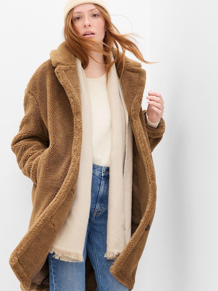 Gap Brown Sherpa Coat - Image 1 of 4 Gap Brown Sherpa Coat - Image 1 of 4