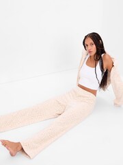 Gap Beige Leopard Print Cosy Fleece Pyjama Bottoms - Image 1 of 1