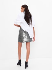 Gap Grey Sequin Mini Skirt - Image 2 of 4