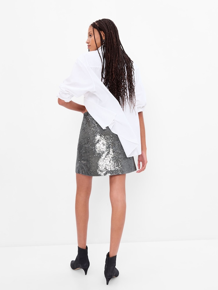 Gap Grey Sequin Mini Skirt - Image 2 of 4