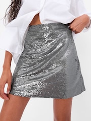 Gap Grey Sequin Mini Skirt - Image 3 of 4