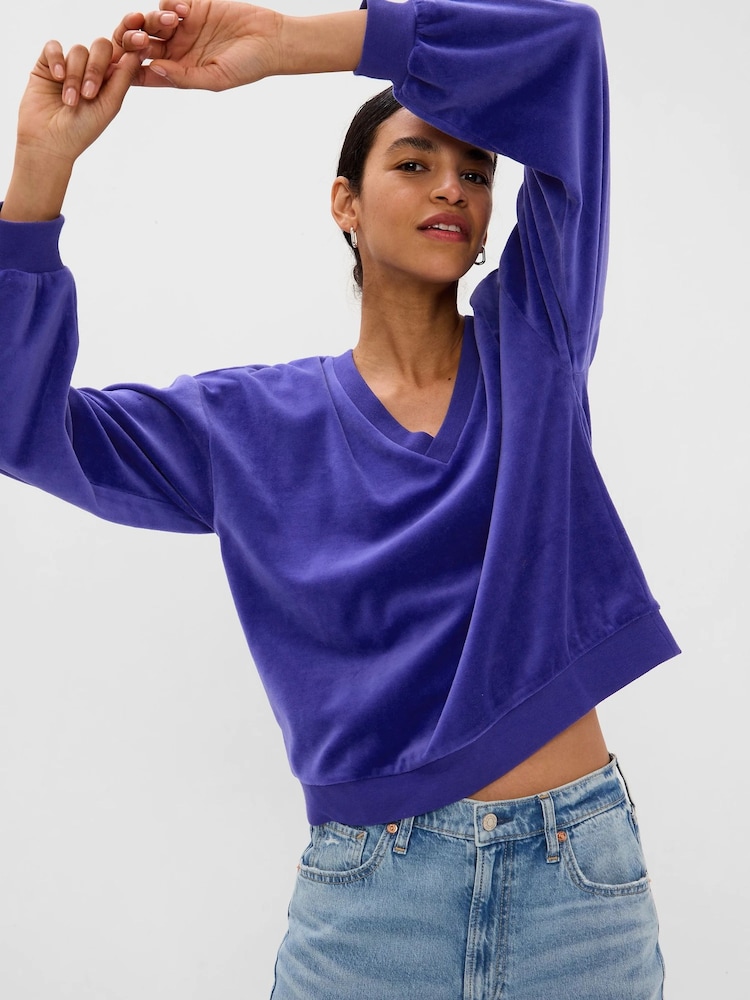 Gap Blue Velour Jumper - Image 3 of 3