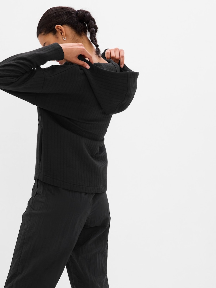 Gap Black Jacquard Full-Zip Jacket - Image 2 of 4 Gap Black Jacquard Full-Zip Jacket - Image 2 of 4