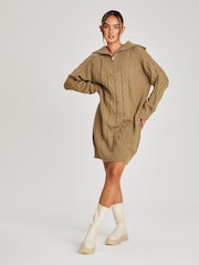 Urban Bliss Brown Half Zip Dress - Image 1 of 4